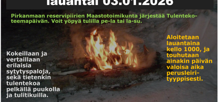 Tulentekopäivä lauantaina 03.01.2026