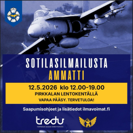 Toukokuun jäsentapahtuma ti 12.5. klo 12.00 – 19.00 Tapahtuma: Sotilasilmailusta ammatti
